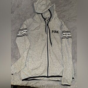 Victoria's Secret Gray Zip-Up Hoodie with Black Trim